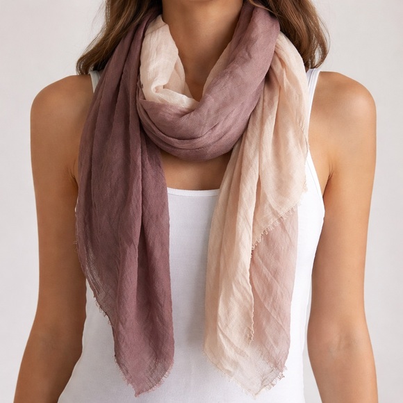Calypso St. Barth Elegant Ombre Light Weight Scarf in Brown and Cream 76